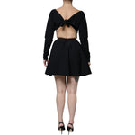 Dolce & Gabbana Black Viscose Cut Out A-line Long Sleeves Mini Dress DR81470-40
