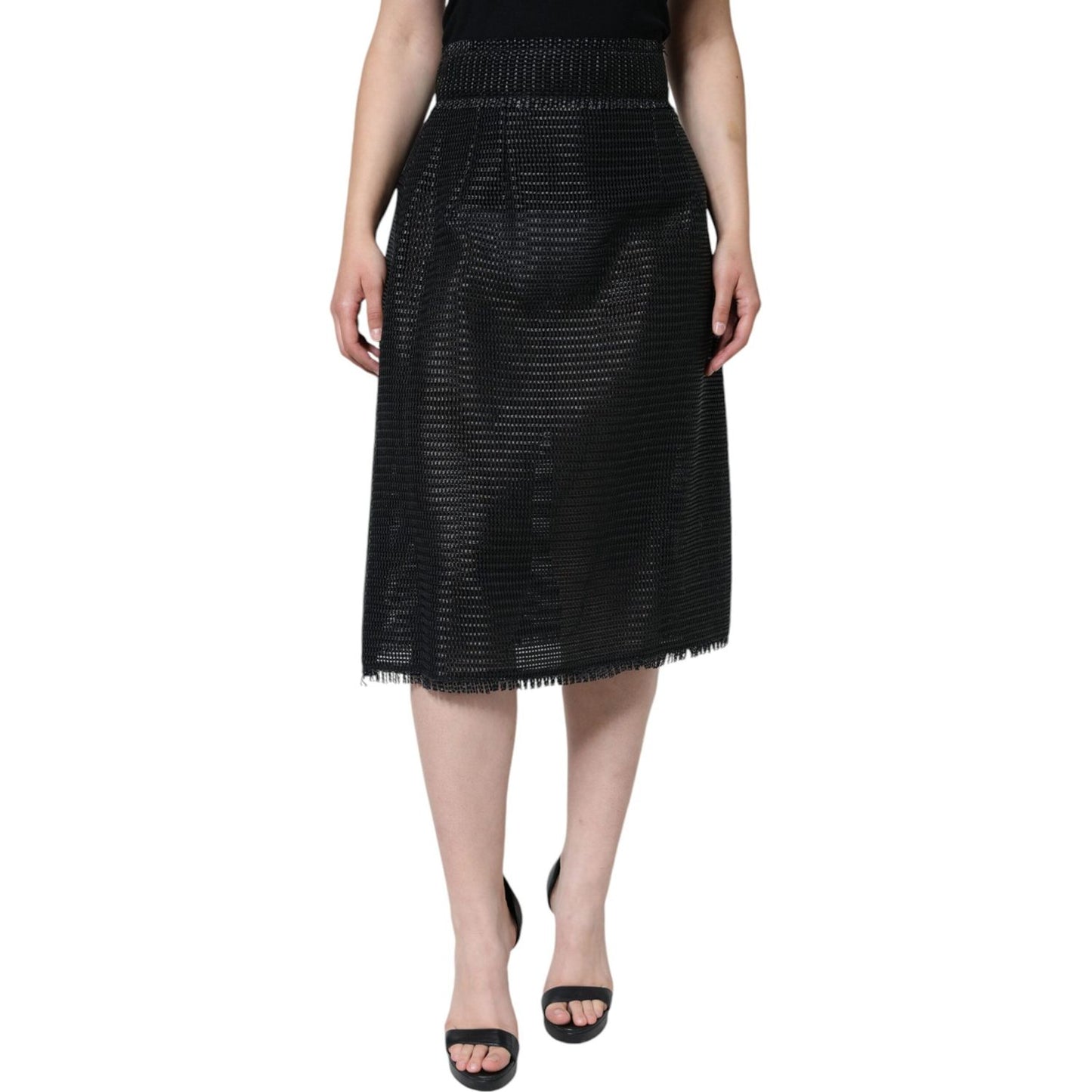 Dolce & Gabbana Black Viscose High Waist Pencil Cut Skirt SKI1816-46