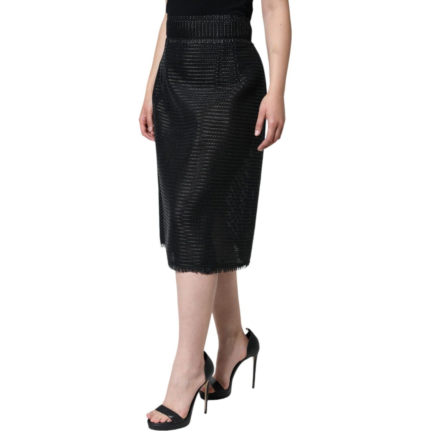 Dolce & Gabbana Black Viscose High Waist Pencil Cut Skirt SKI1816-46