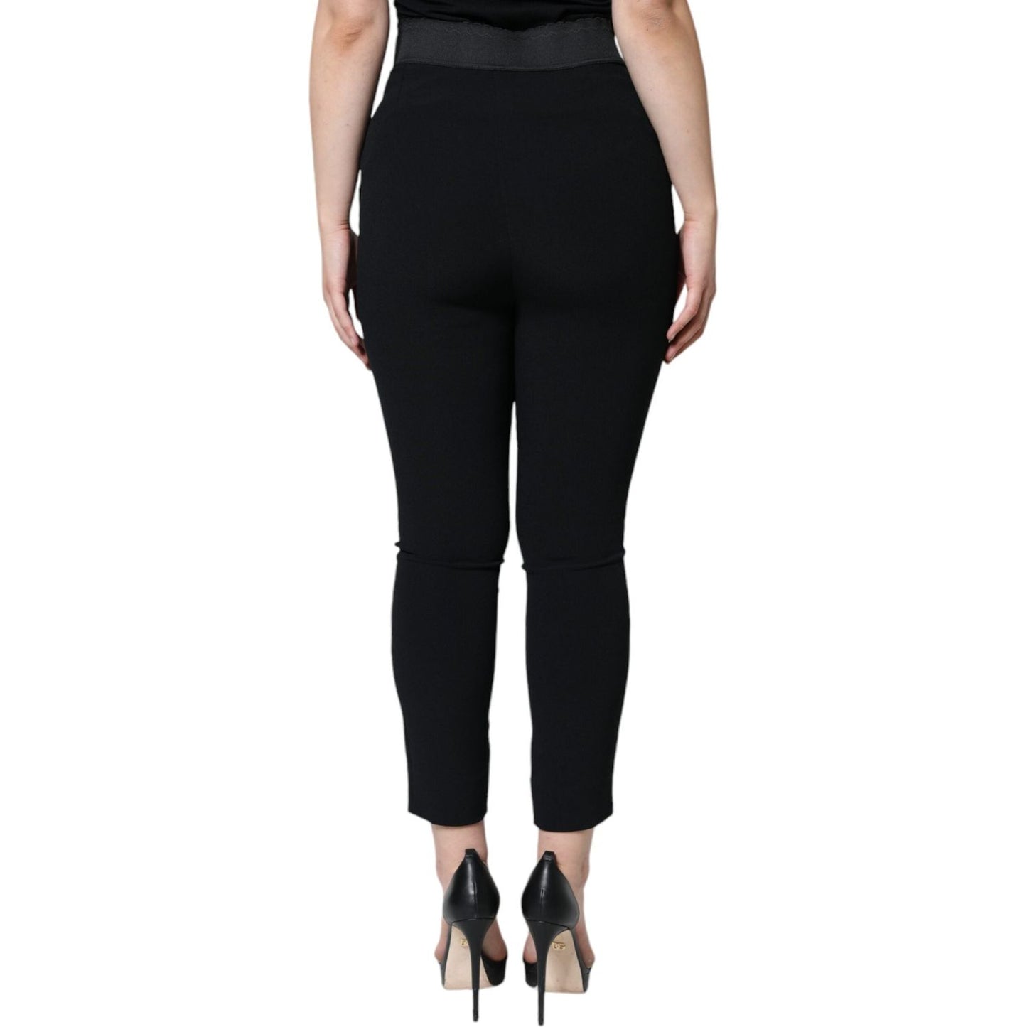 Dolce & Gabbana Black Viscose High Waist Tapered Pants PAN75576-40