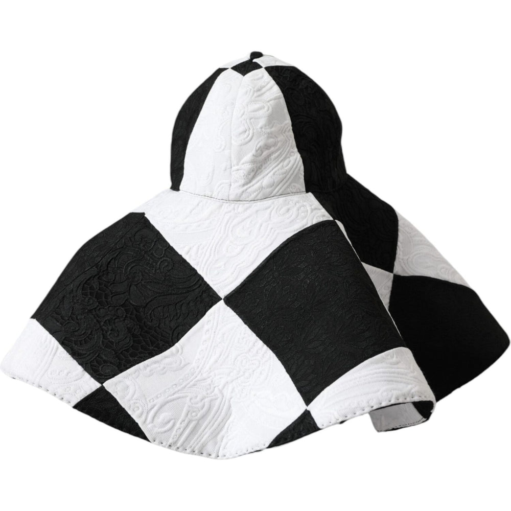 Dolce & Gabbana Black White Checkered Wide Brim Floppy Hat HAT9634-57