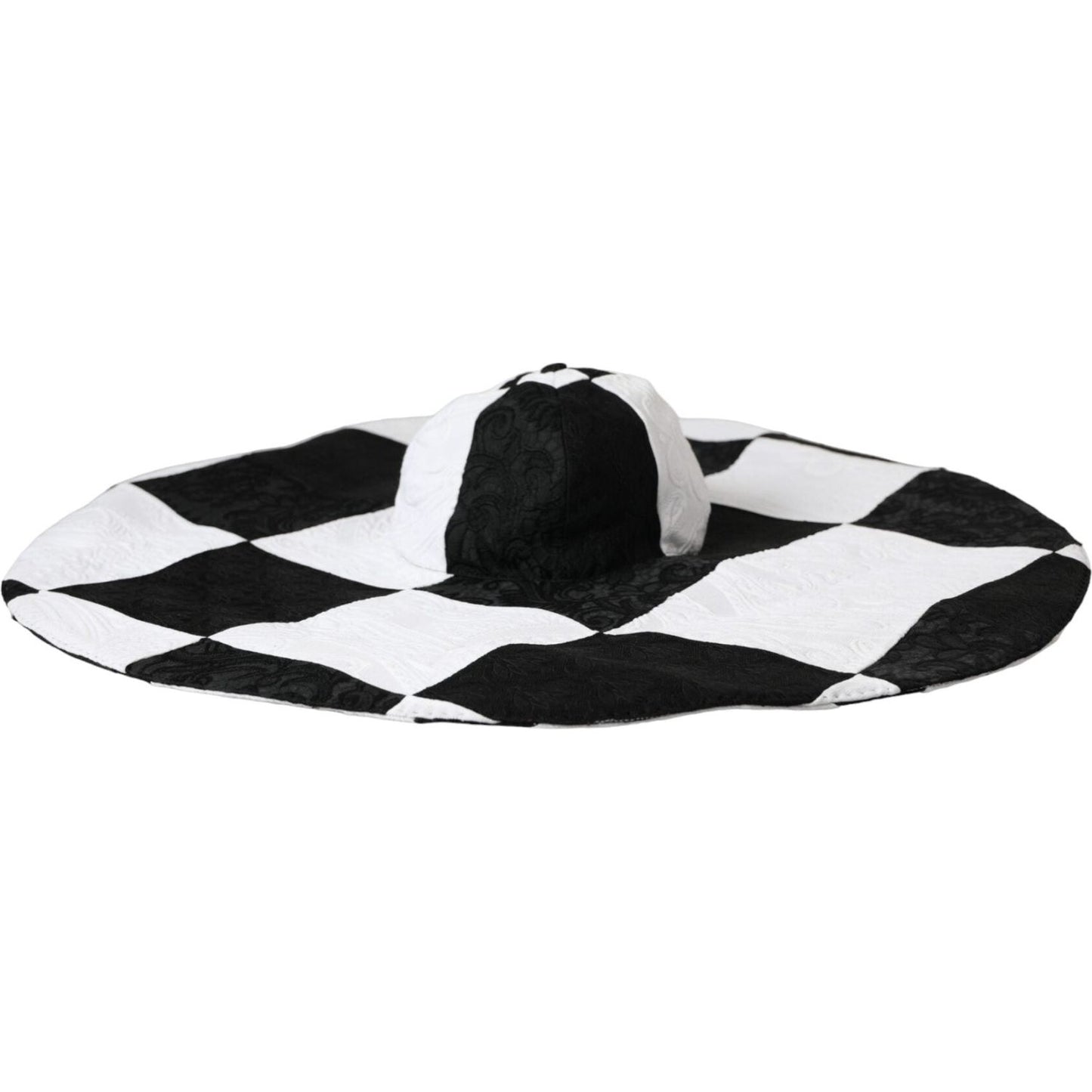 Dolce & Gabbana Black White Checkered Wide Brim Floppy Hat HAT9634-57
