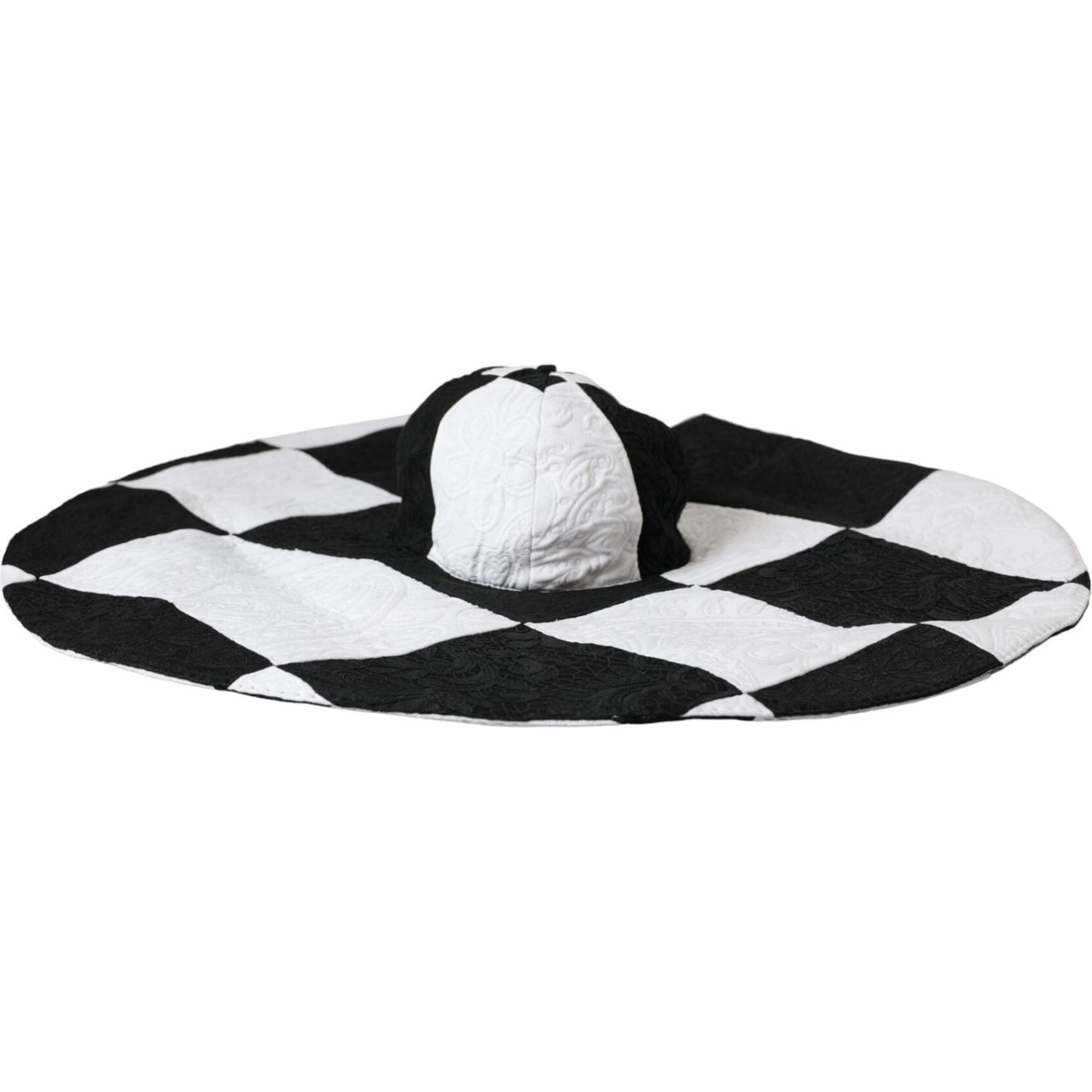 Dolce & Gabbana Black White Checkered Wide Brim Floppy Hat HAT9634-57