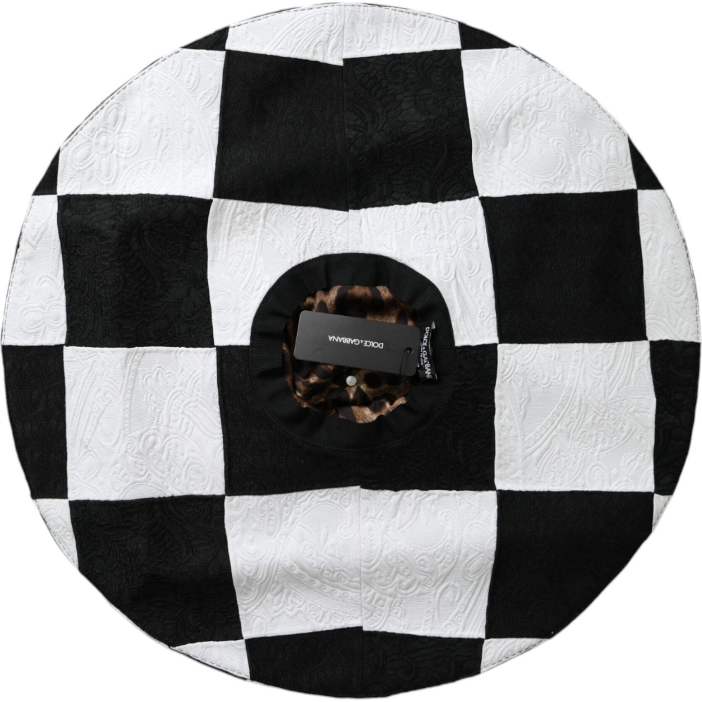 Dolce & Gabbana Black White Checkered Wide Brim Floppy Hat HAT9634-57
