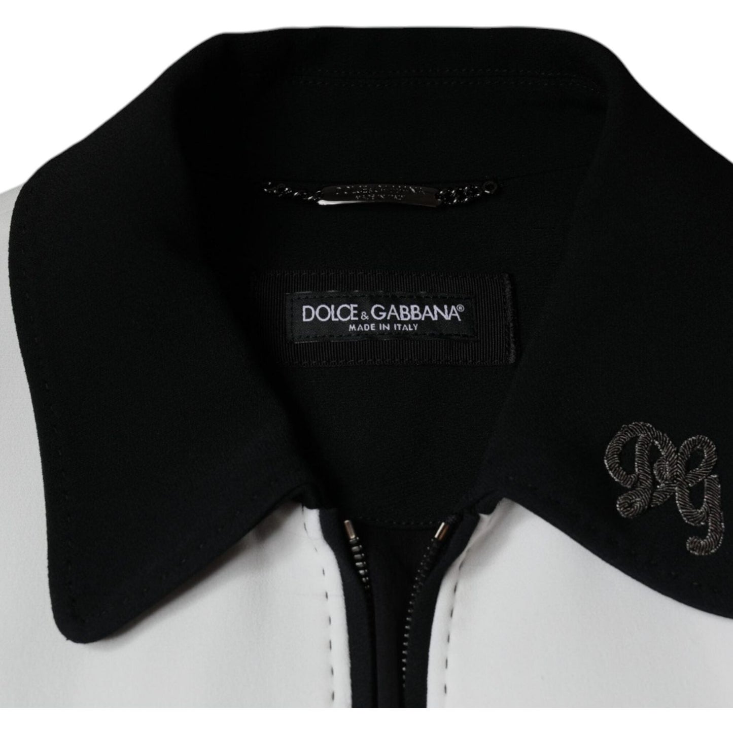 Dolce & Gabbana Black White DG Crown Full Zip Blouson Jacket JKT4084-46