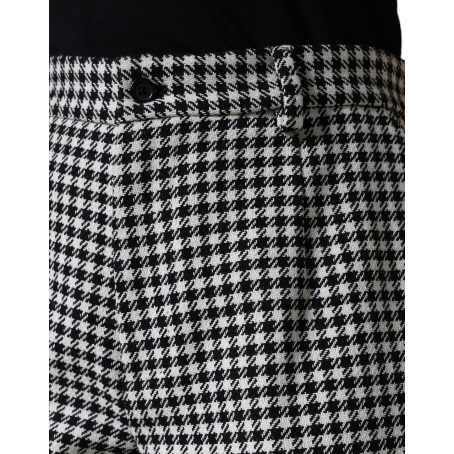 Dolce & Gabbana Black White Houndstooth Cropped Wide Leg Pants PAN74171-48