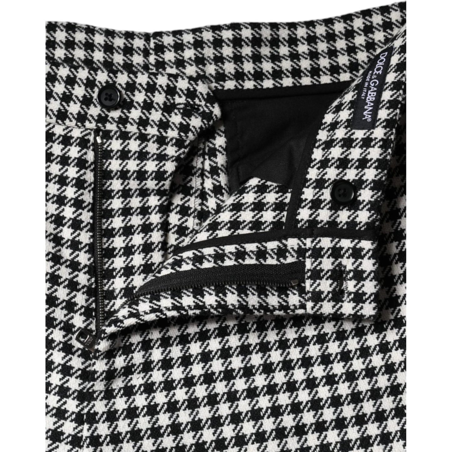 Dolce & Gabbana Black White Houndstooth Cropped Wide Leg Pants PAN74171-48
