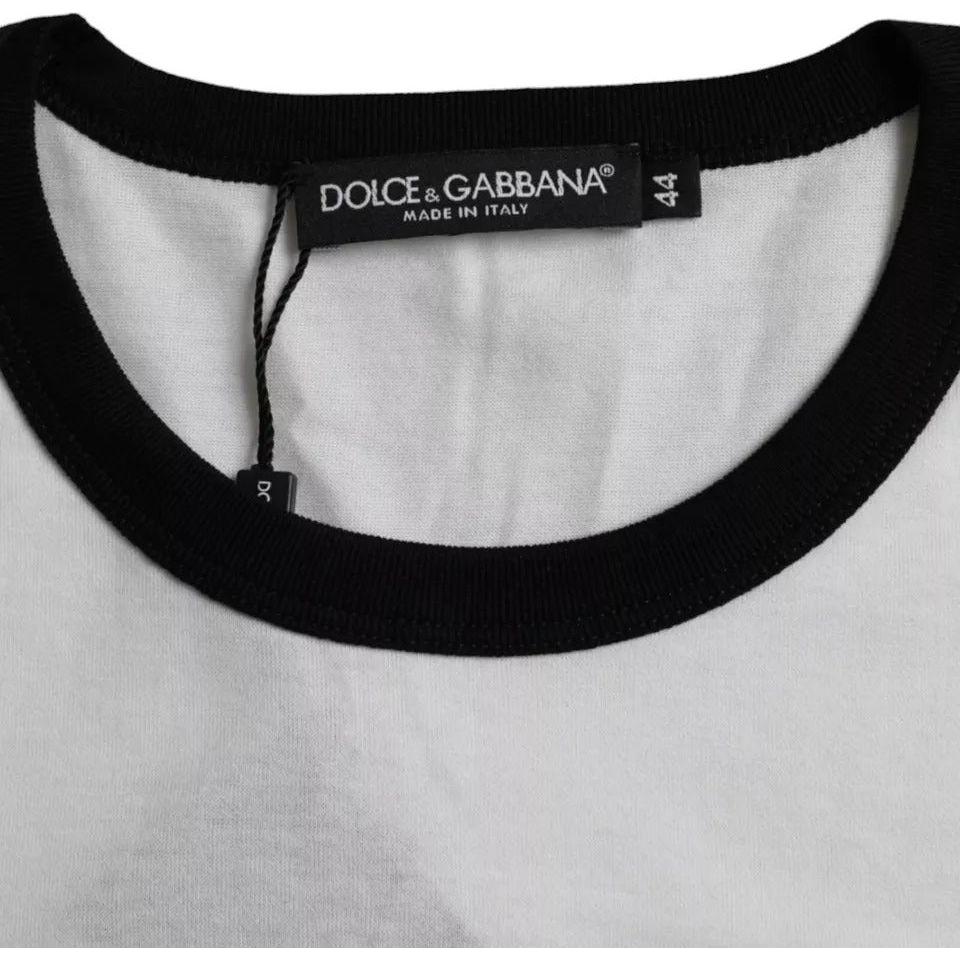 Dolce & Gabbana Black White Jazz Print Cotton Short Sleeves T-shirt TSH86444-44