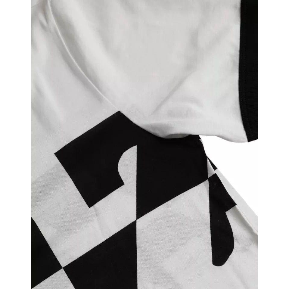 Dolce & Gabbana Black White Jazz Print Cotton Short Sleeves T-shirt TSH86444-44