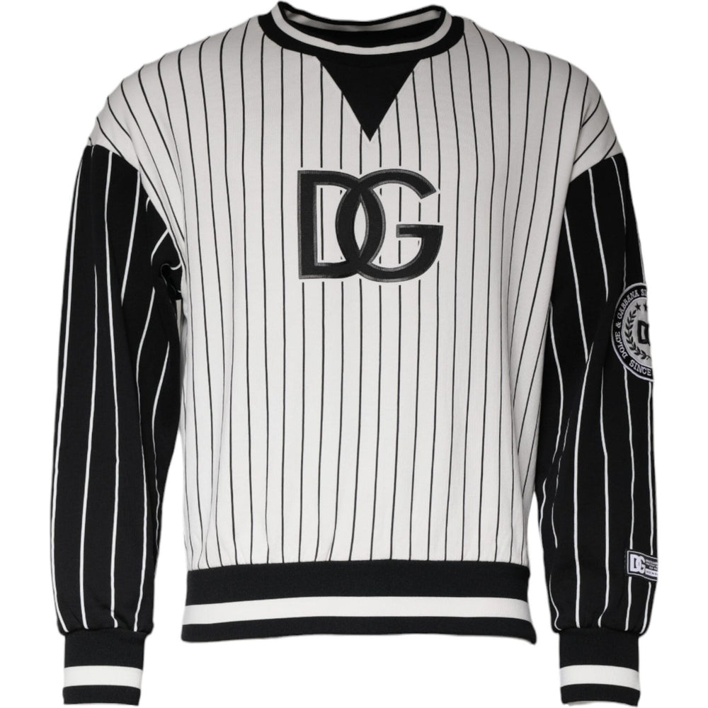 Dolce & Gabbana Black White Stripes Logo Sweatshirt Sweater TSH86999-44