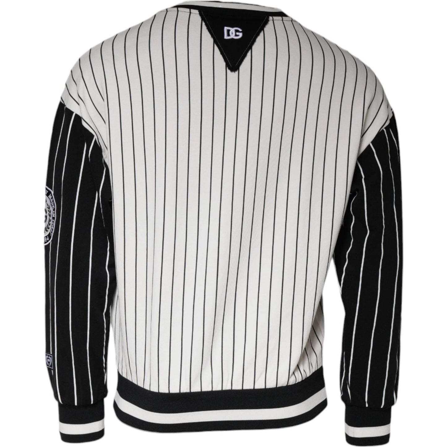 Dolce & Gabbana Black White Stripes Logo Sweatshirt Sweater TSH86999-44