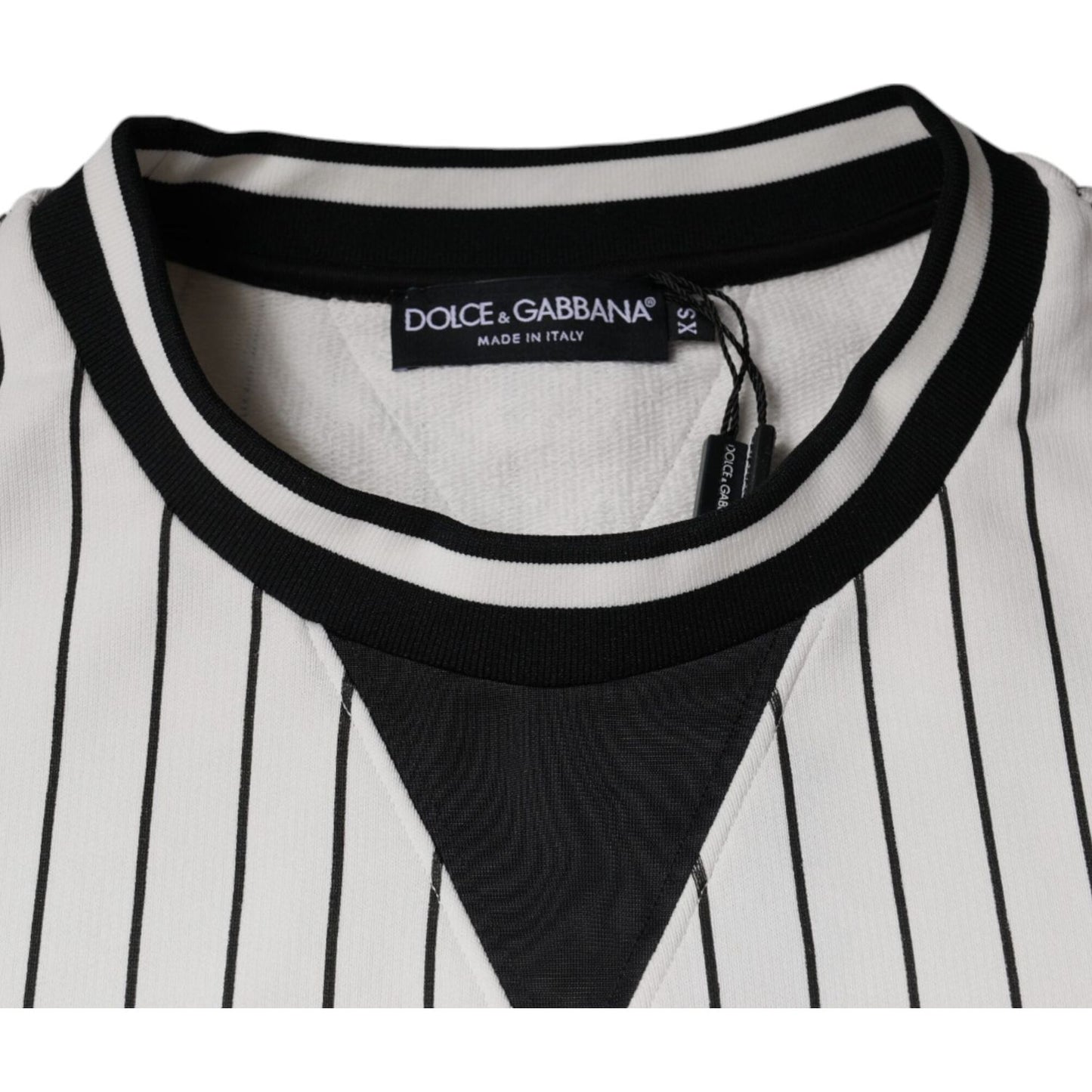 Dolce & Gabbana Black White Stripes Logo Sweatshirt Sweater TSH86999-44