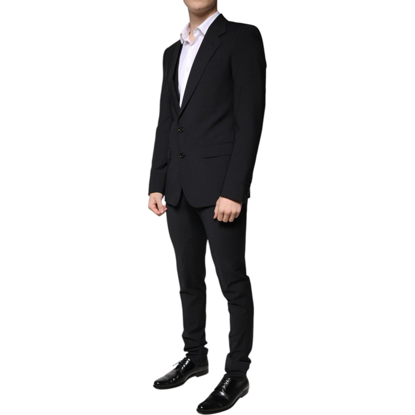 Dolce & Gabbana Black Wool 3 Piece Slim Fit Formal Men Suit KOS2260-44