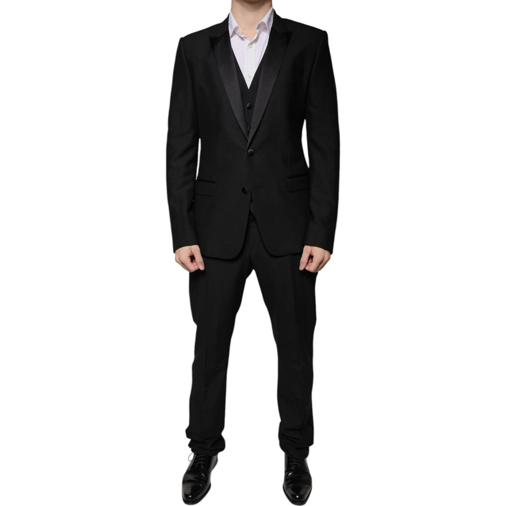 Dolce & Gabbana Black Wool 3 Piece Slim Fit Formal Suit KOS2262-50