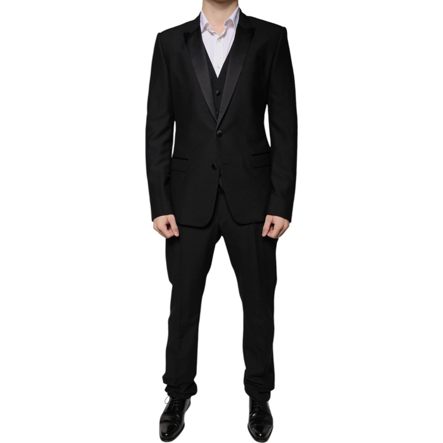 Dolce & Gabbana Black Wool 3 Piece Slim Fit Formal Suit KOS2262-50