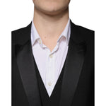 Dolce & Gabbana Black Wool 3 Piece Slim Fit Formal Suit KOS2262-50