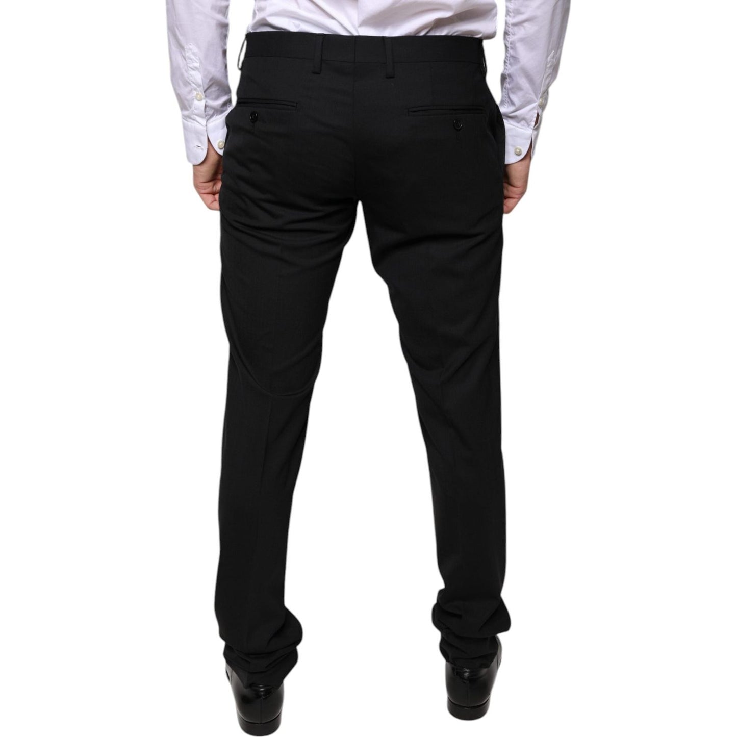 Dolce & Gabbana Black Wool Skinny Dress Formal Pants PAN75333-48