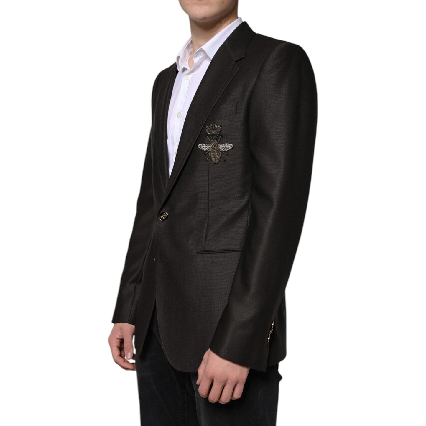 Dolce & Gabbana Blazer Brown Green Bee Wool Jacket Coat KOS2257-48