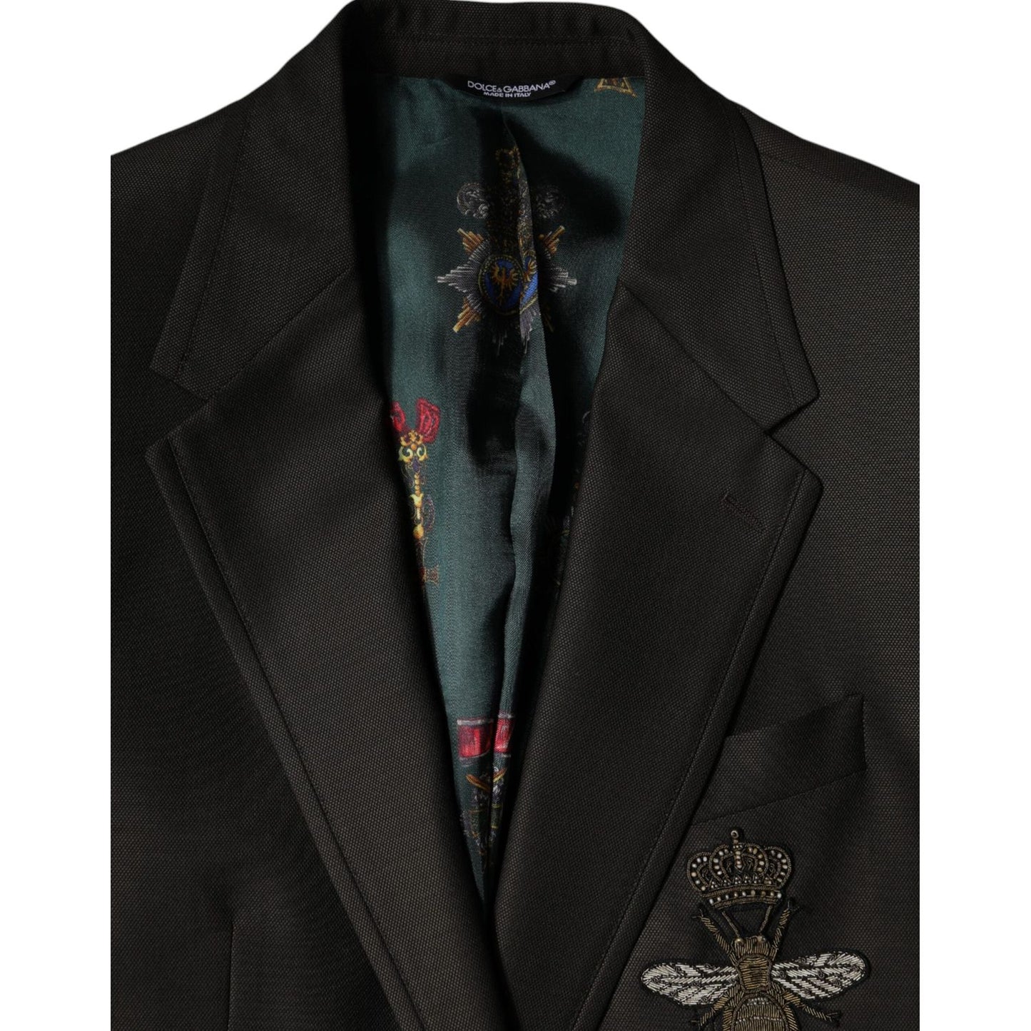 Dolce & Gabbana Blazer Brown Green Bee Wool Jacket Coat KOS2257-48