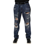 Dolce & Gabbana Blue Cotton Camouflage Denim Jeans PAN76409-58