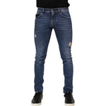 Dolce & Gabbana Blue Cotton Logo Plaque Skinny Men Denim Jeans PAN76403-46