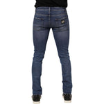 Dolce & Gabbana Blue Cotton Logo Plaque Skinny Men Denim Jeans PAN76403-46