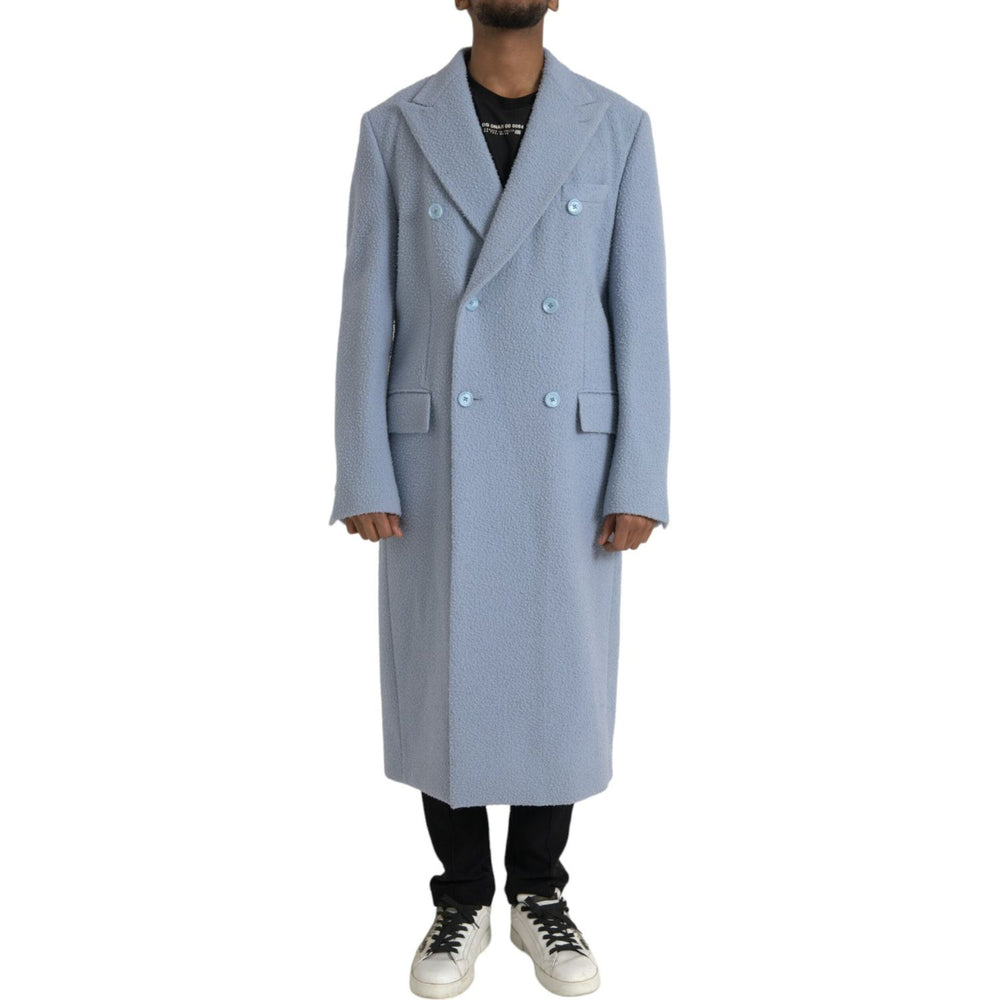 Dolce & Gabbana Blue Double Breasted Long Trench Coat Jacket JKT3851-52