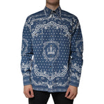 Dolce & Gabbana Blue White Bandana Print Cotton Casual Shirt TSH7927-40