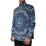 Dolce & Gabbana Blue White Bandana Print Cotton Casual Shirt TSH7927-40