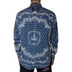 Dolce & Gabbana Blue White Bandana Print Cotton Casual Shirt TSH7927-40