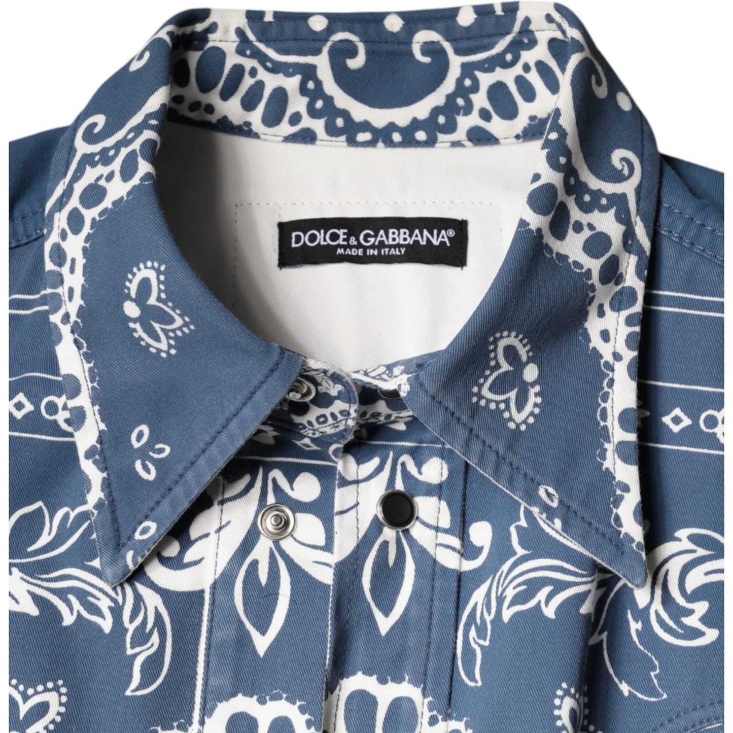 Dolce & Gabbana Blue White Bandana Print Cotton Casual Shirt TSH7927-40