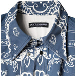 Dolce & Gabbana Blue White Bandana Print Cotton Casual Shirt TSH7927-40