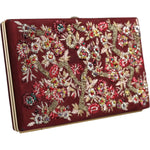 Dolce & Gabbana Bordeaux Velvet Gold Frame Clutch Evening Bag BAG4131