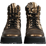 Dolce & Gabbana Bronze Padded Mid Calf Lace Up Boots Shoes MV6340-44