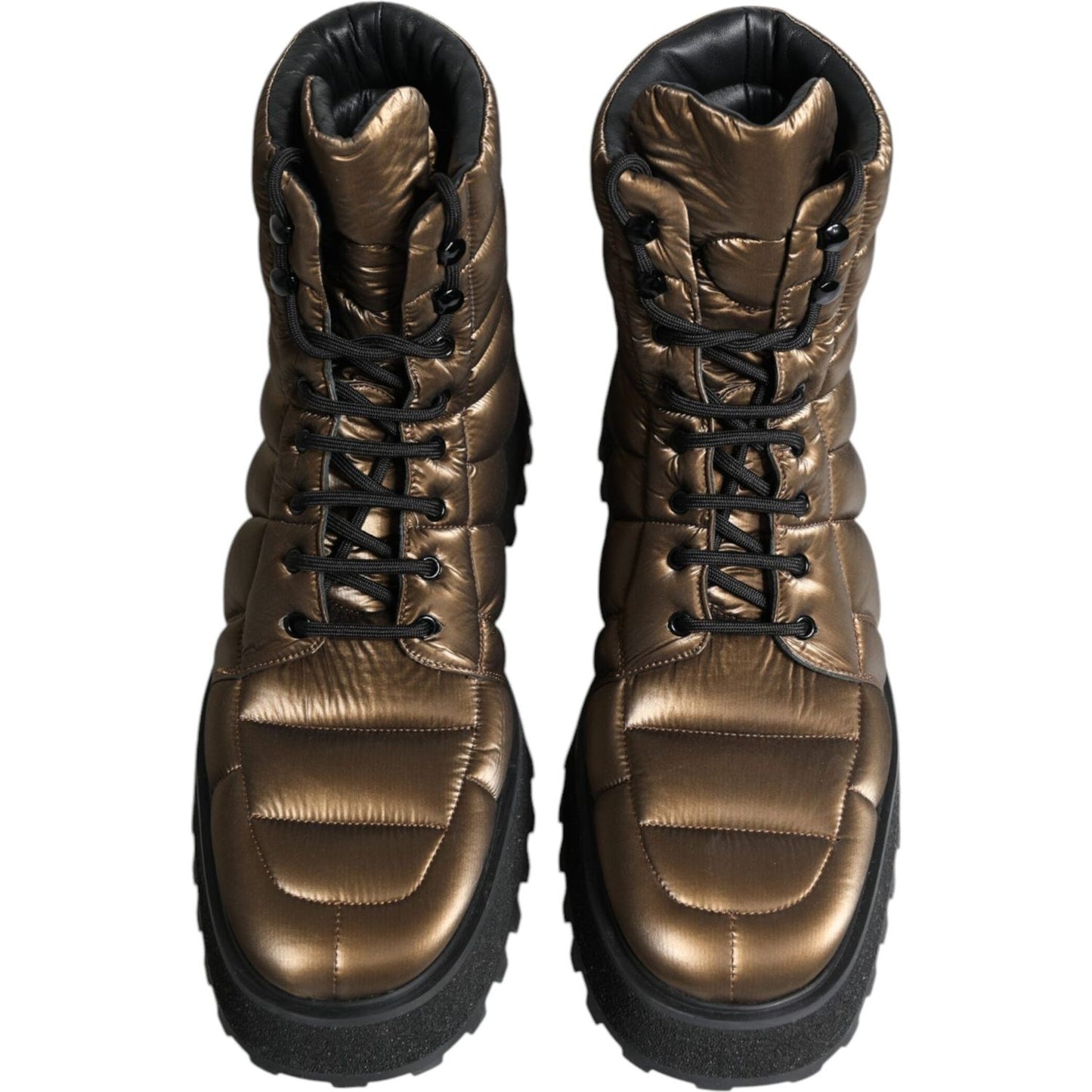 Dolce & Gabbana Bronze Padded Mid Calf Lace Up Boots Shoes MV6340-44