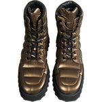 Dolce & Gabbana Bronze Padded Mid Calf Lace Up Boots Shoes MV6340-44