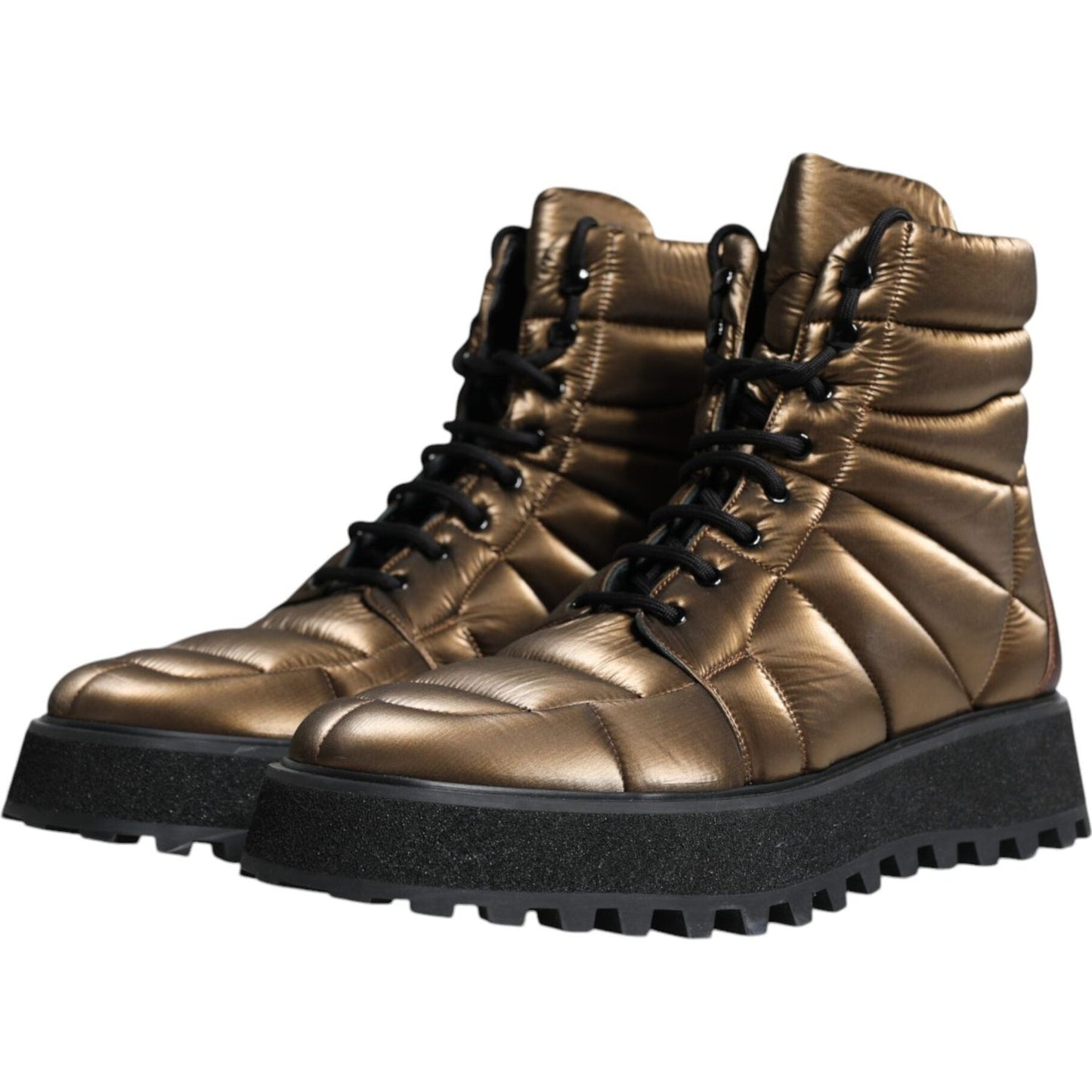 Dolce & Gabbana Bronze Padded Mid Calf Lace Up Boots Shoes MV6340-44