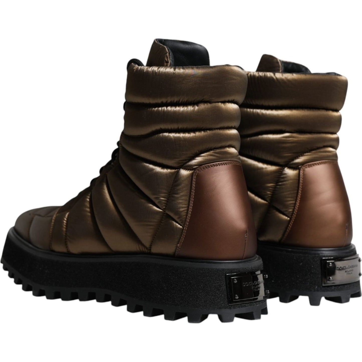 Dolce & Gabbana Bronze Padded Mid Calf Lace Up Boots Shoes MV6340-44