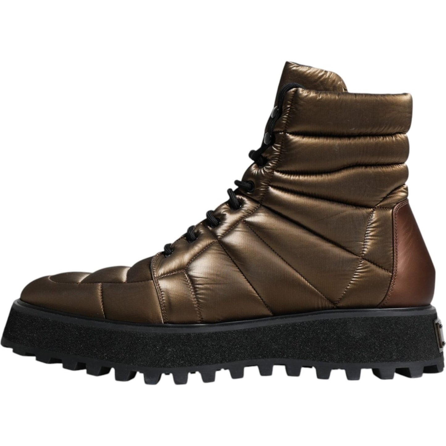 Dolce & Gabbana Bronze Padded Mid Calf Lace Up Boots Shoes MV6340-44