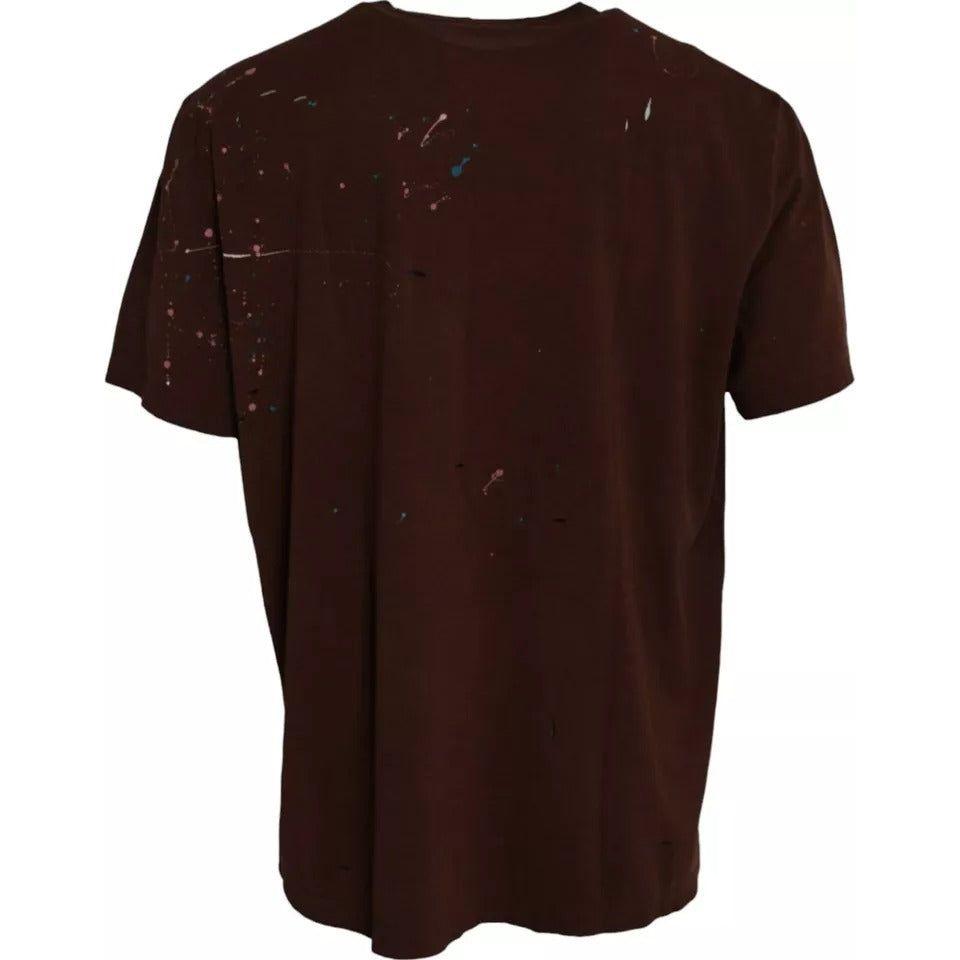Dolce & Gabbana Brown Color Splash Cotton Crew Neck T-shirt TSH86402-60