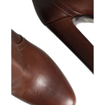 Dolce & Gabbana Brown Leather Heels Mid Calf Boots Shoes LA11419-35