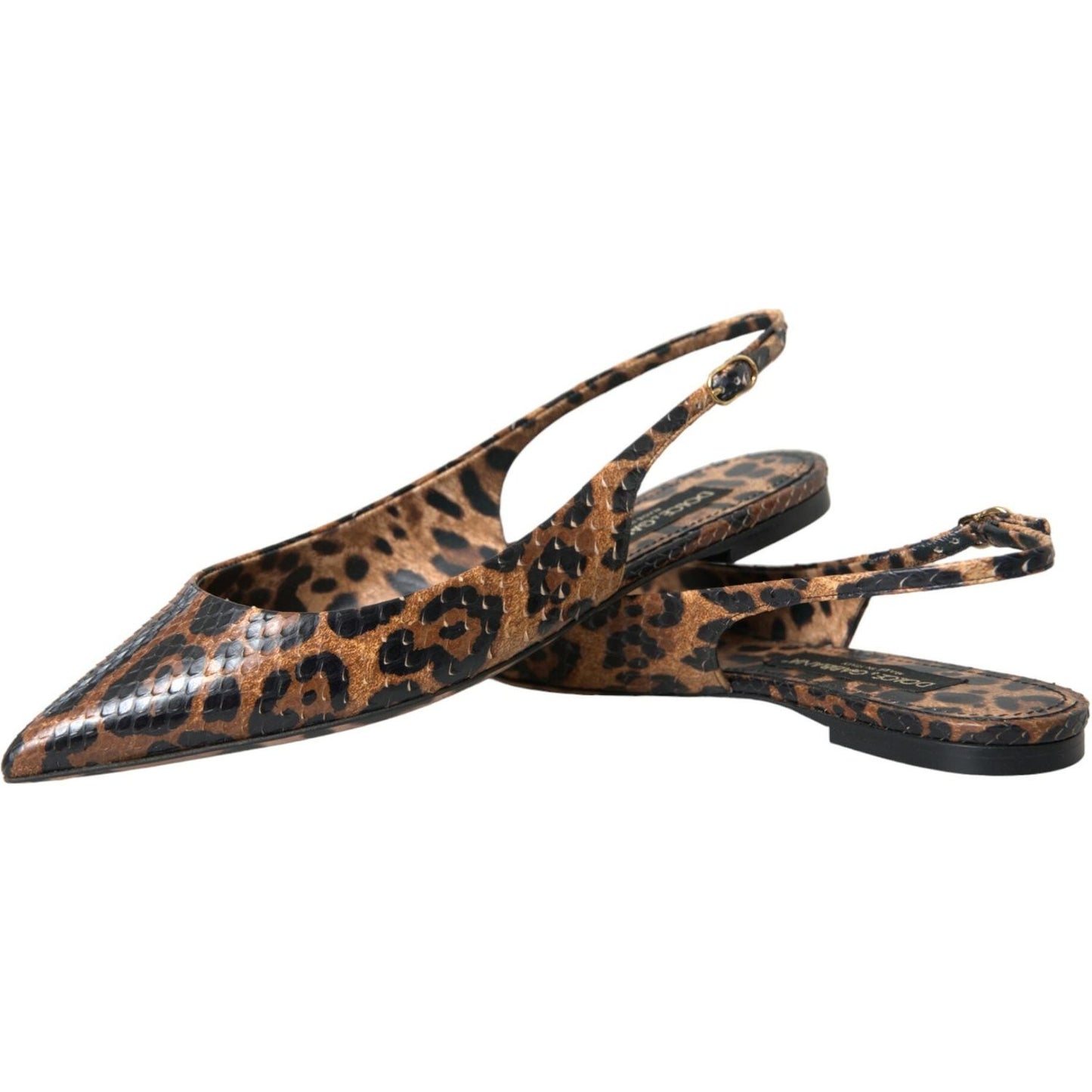 Dolce & Gabbana Brown Leopard Exotic Skin Slingback Shoes LA10586-39
