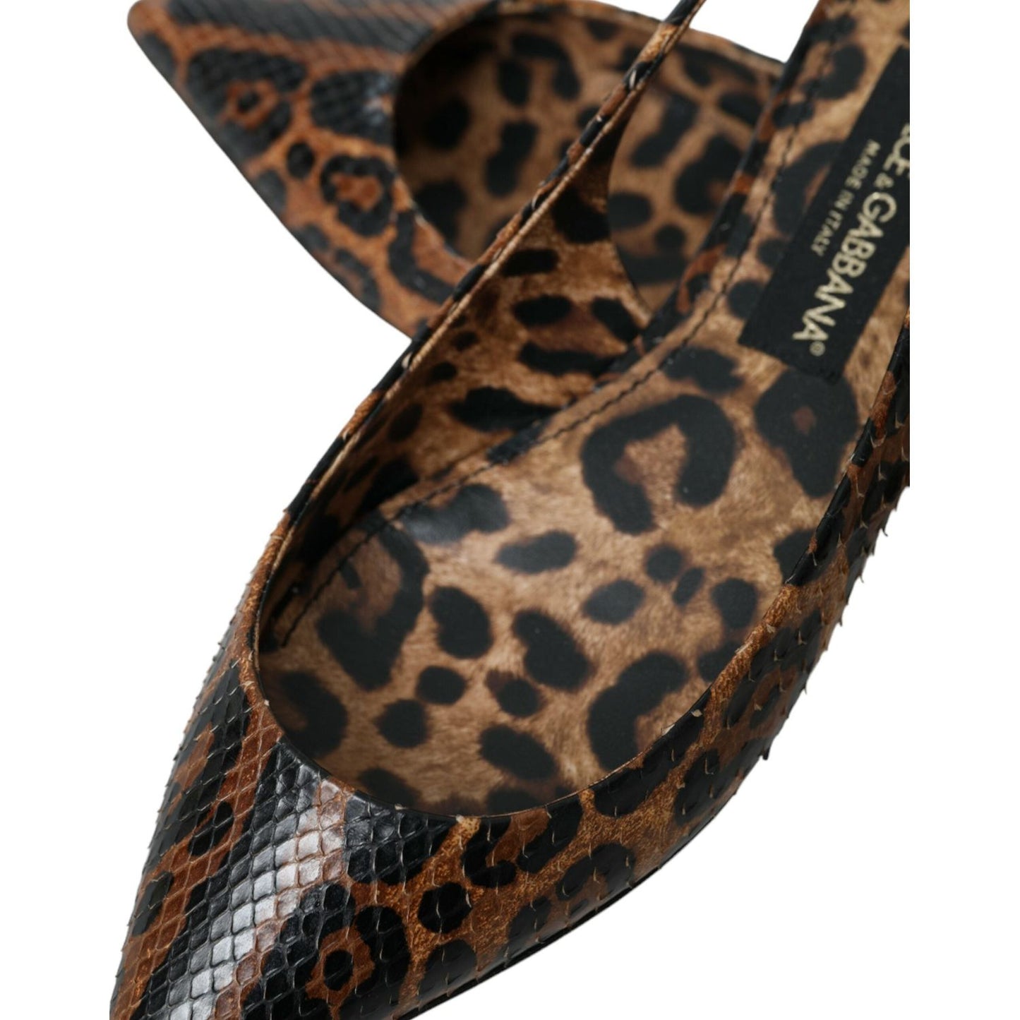 Dolce & Gabbana Brown Leopard Exotic Skin Slingback Shoes LA10586-39