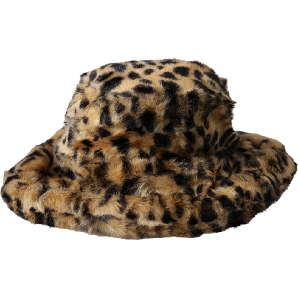 Dolce & Gabbana Brown Leopard Fur Women Bucket Hat HAT9579-57