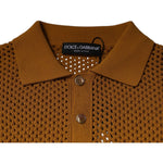 Dolce & Gabbana Brown Perforated Collared Short Sleeves T-shirt TSH87570-48
