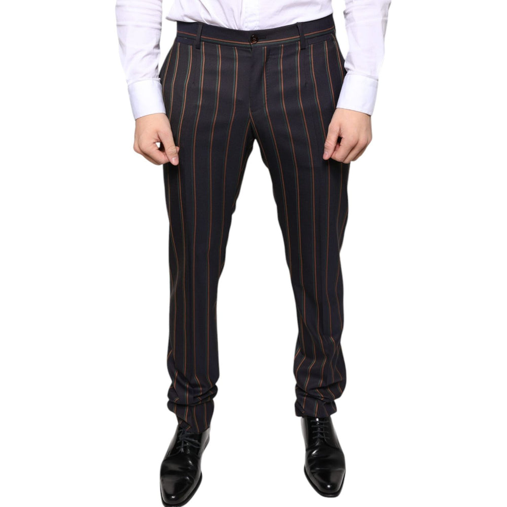 Dolce & Gabbana Brown Stripes Skinny Men Dress Pants PAN75347-48