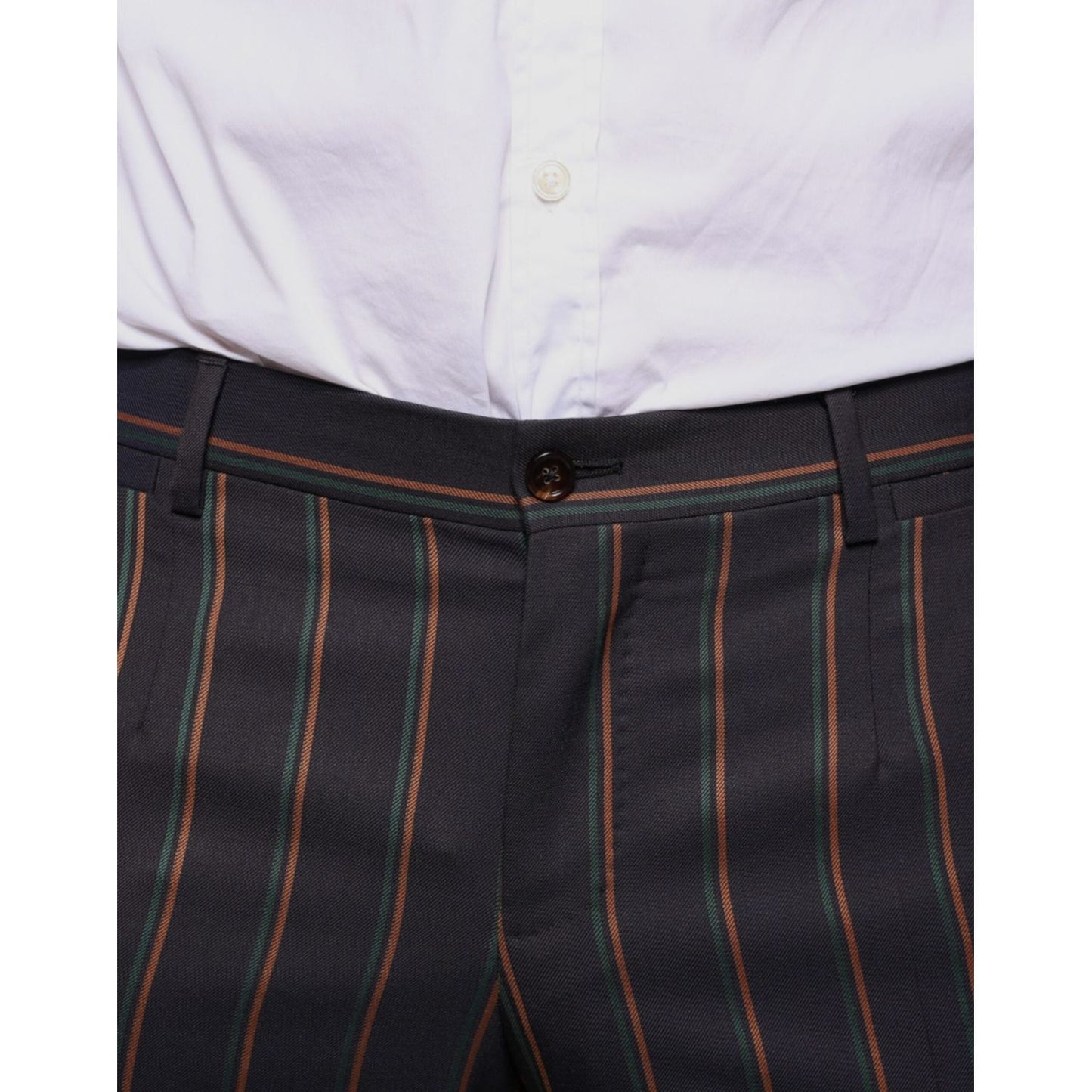 Dolce & Gabbana Brown Stripes Skinny Men Dress Pants PAN75347-48