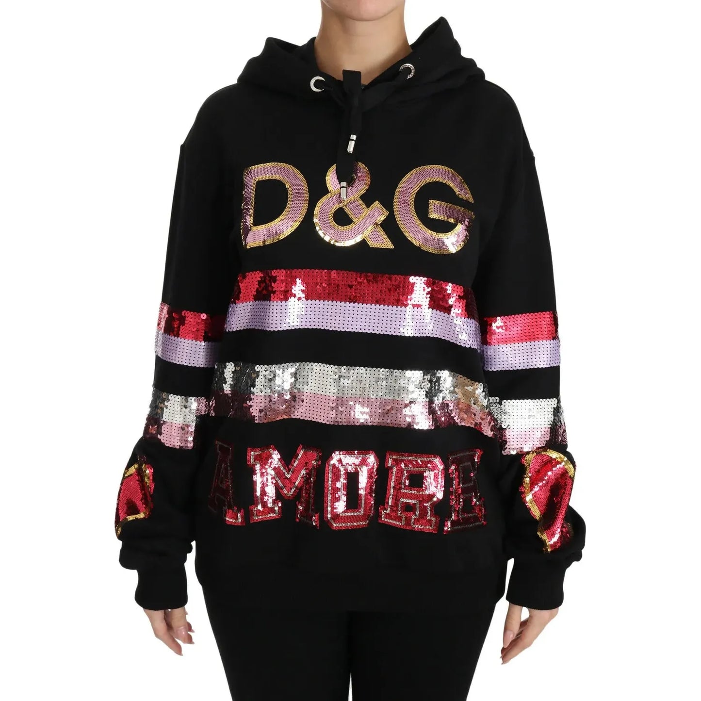 Dolce & Gabbana DG Sequined Hooded Pullover Sweater TSH3018#4 and 3