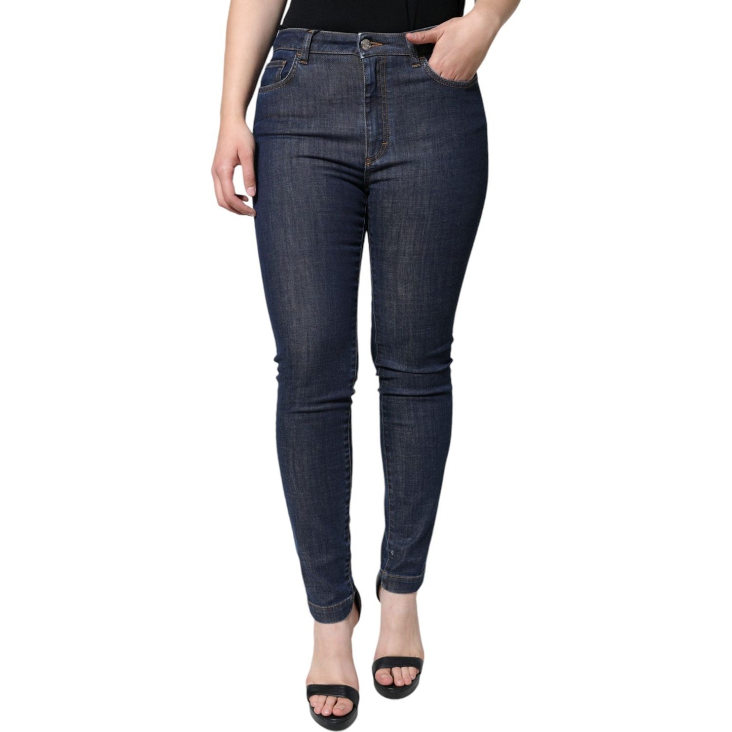 Dolce & Gabbana Dark Blue QUEEN Cotton Skinny Denim Jeans PAN75580-42
