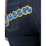 Dolce & Gabbana Dark Blue QUEEN Cotton Skinny Denim Jeans PAN75580-42